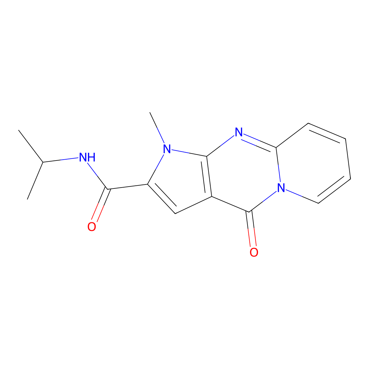 N-isopropyl-1-methyl-4-oxo-1,4-dihydropyrido[1,2-a]pyrrolo[2,3-d]pyrimidine-2-carboxamide molecular structure, CAS 724738-70-9