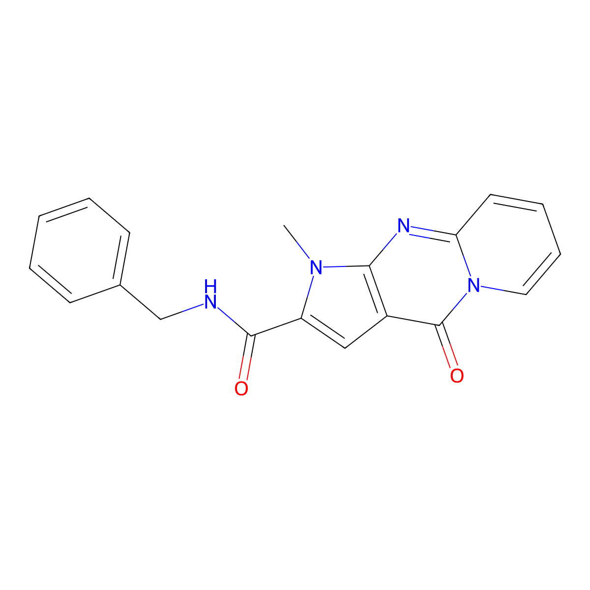 N-benzyl-1-methyl-4-oxo-1,4-dihydropyrido[1,2-a]pyrrolo[2,3-d]pyrimidine-2-carboxamide molecular structure, CAS 724739-05-3