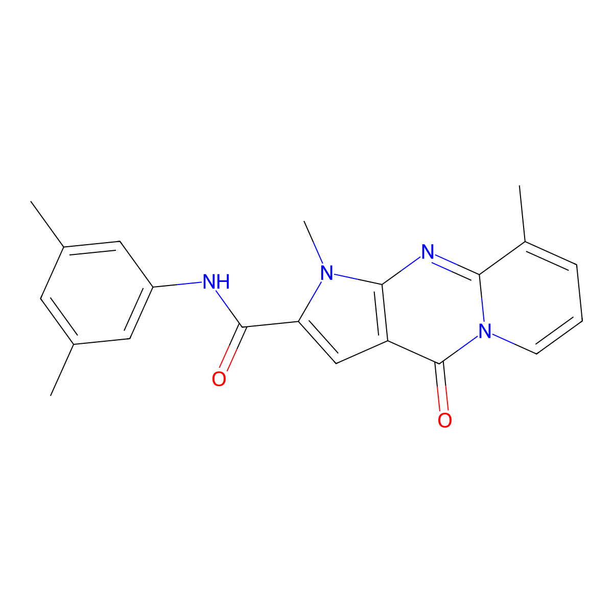 N-(3,5-dimethylphenyl)-1,9-dimethyl-4-oxo-1,4-dihydropyrido[1,2-a]pyrrolo[2,3-d]pyrimidine-2-carboxamide molecular structure, CAS 724739-58-6