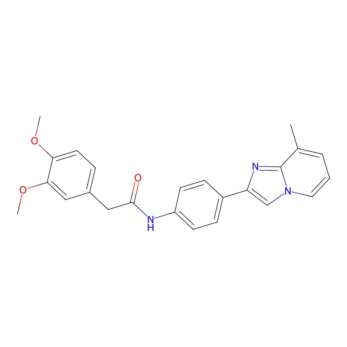 2-(3,4-dimethoxyphenyl)-N-[4-(8-methylimidazo[1,2-a]pyridin-2-yl)phenyl]acetamide molecular structure, CAS 724740-10-7