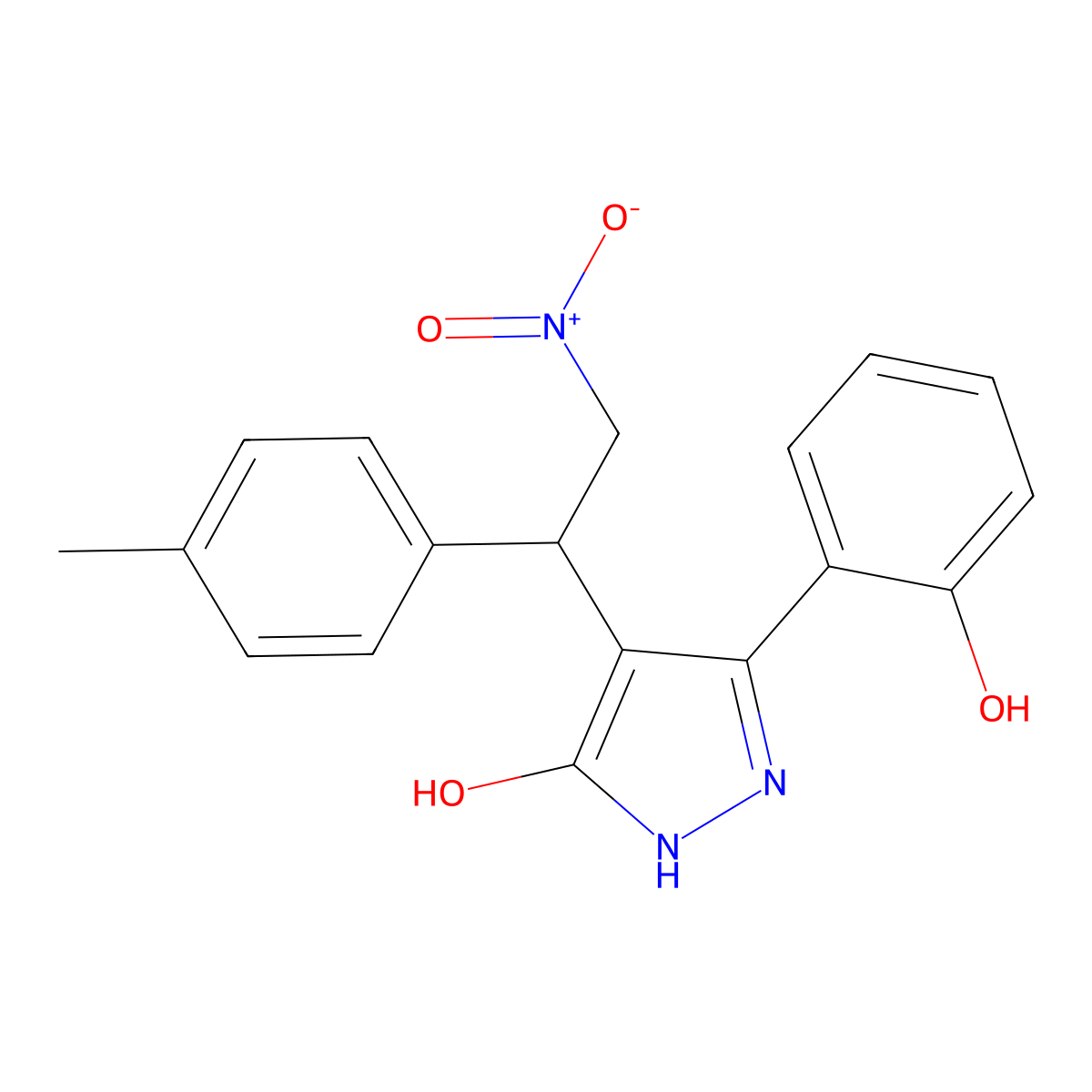 3-(2-hydroxyphenyl)-4-[1-(4-methylphenyl)-2-nitroethyl]-1H-pyrazol-5-ol molecular structure, CAS 724740-57-2