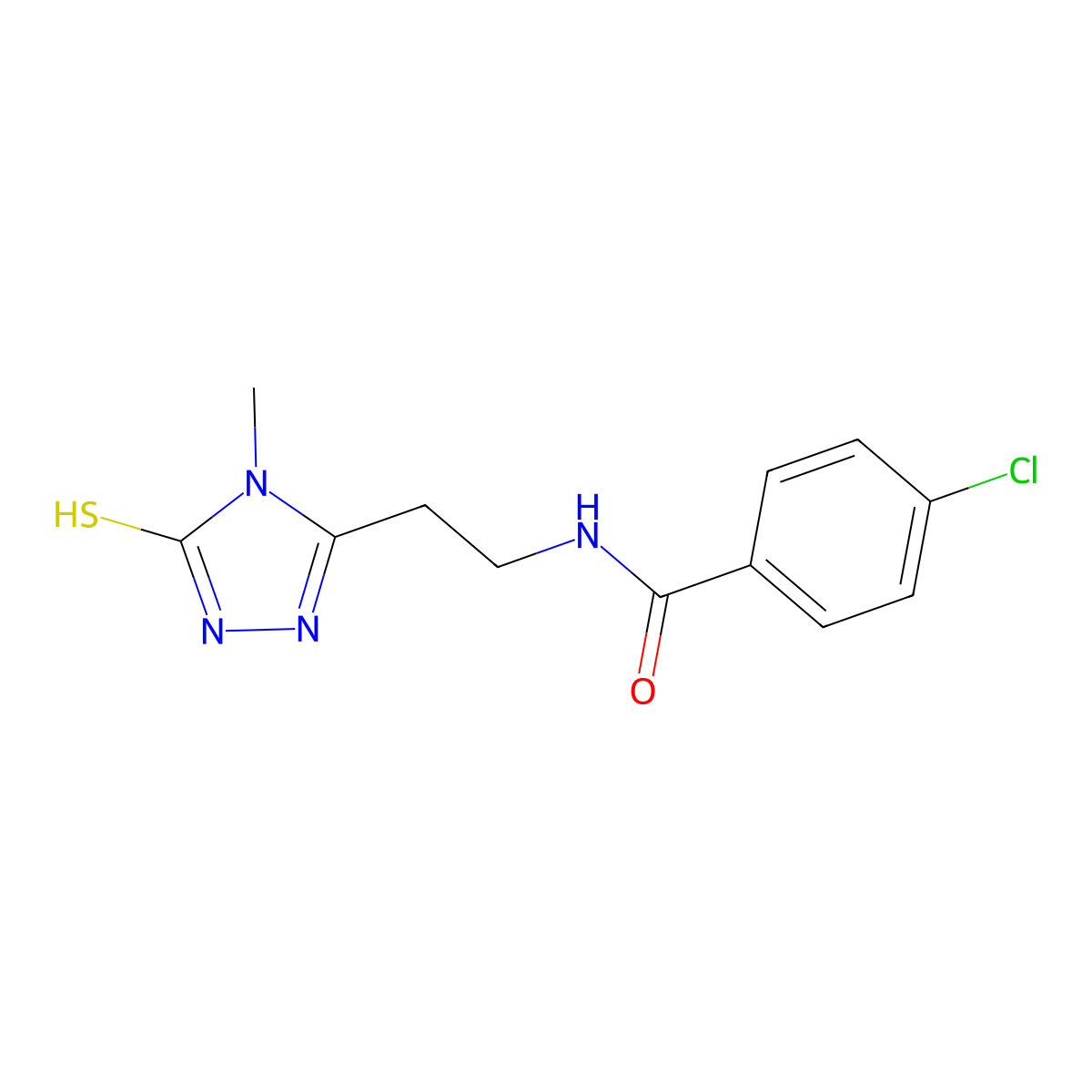 4-chloro-N-[2-(4-methyl-5-sulfanyl-4H-1,2,4-triazol-3-yl)ethyl]benzamide molecular structure, CAS 724740-70-9