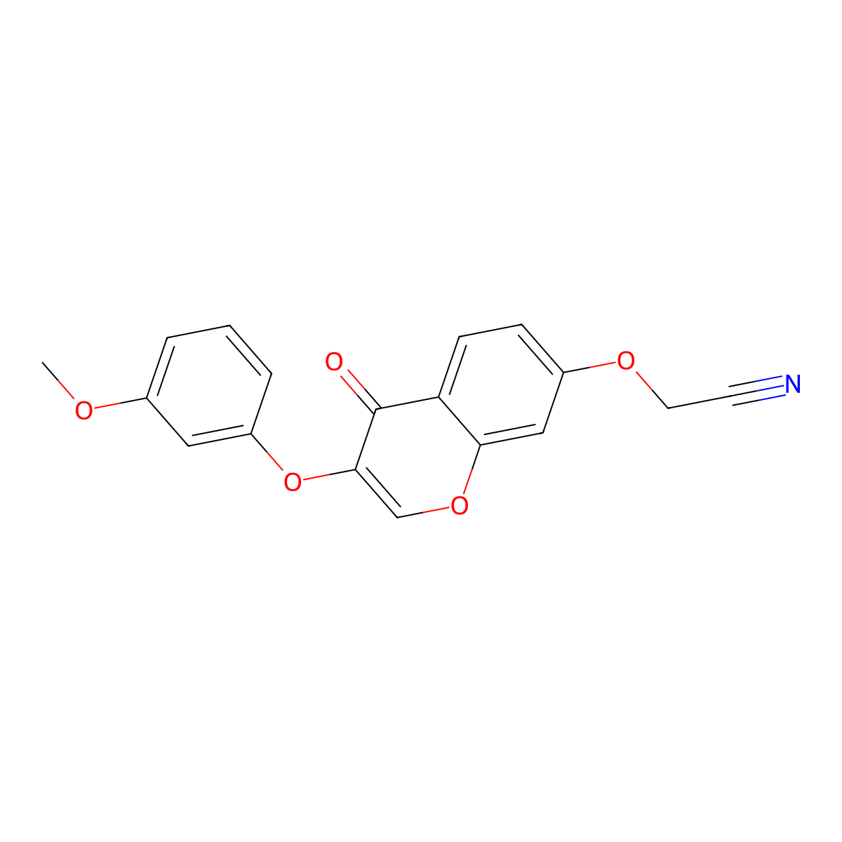 2-((3-(3-methoxyphenoxy)-4-oxo-4H-chromen-7-yl)oxy)acetonitrile molecular structure, CAS 724740-76-5