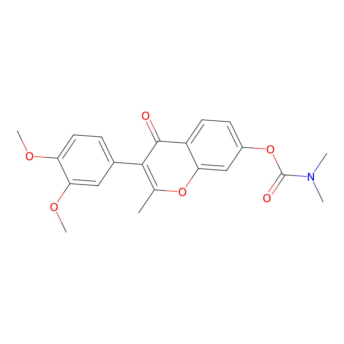 3-(3,4-dimethoxyphenyl)-2-methyl-4-oxo-4H-chromen-7-yl dimethylcarbamate molecular structure, CAS 724740-78-7
