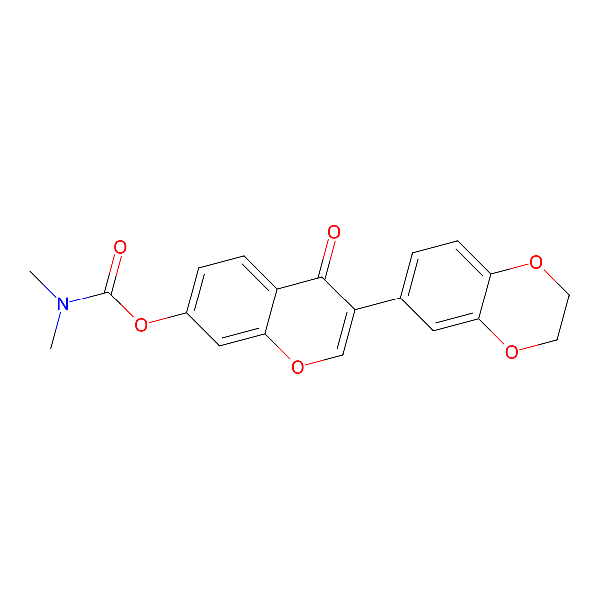 3-(2,3-dihydro-1,4-benzodioxin-6-yl)-4-oxo-4H-chromen-7-yl dimethylcarbamate molecular structure, CAS 724740-81-2