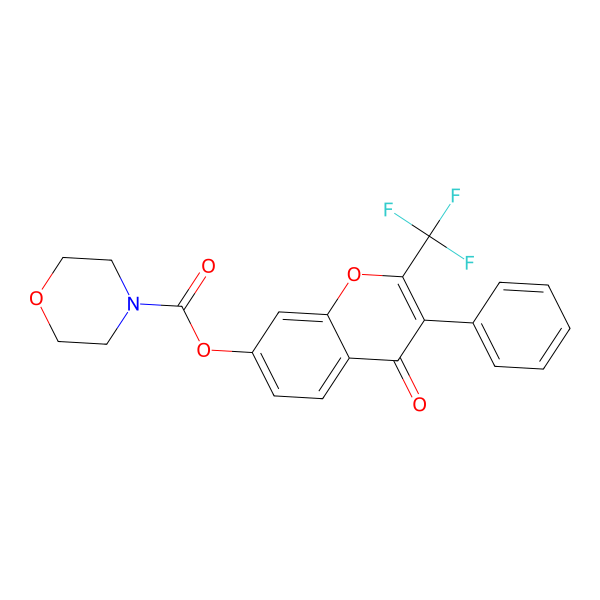 4-oxo-3-phenyl-2-(trifluoromethyl)-4H-chromen-7-yl morpholine-4-carboxylate molecular structure, CAS 724740-85-6