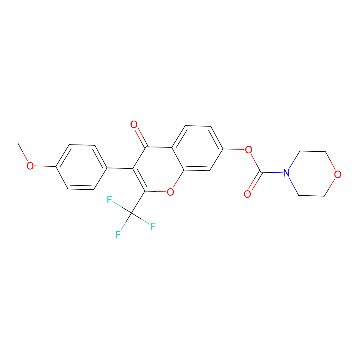 3-(4-methoxyphenyl)-4-oxo-2-(trifluoromethyl)-4H-chromen-7-yl morpholine-4-carboxylate molecular structure, CAS 724740-90-3