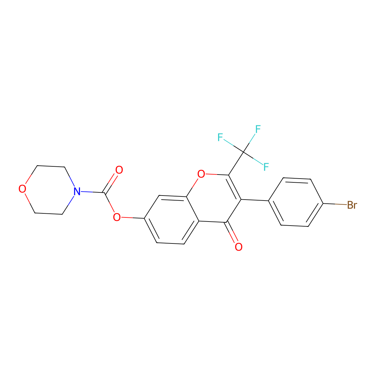 3-(4-bromophenyl)-4-oxo-2-(trifluoromethyl)-4H-chromen-7-yl morpholine-4-carboxylate molecular structure, CAS 724740-92-5