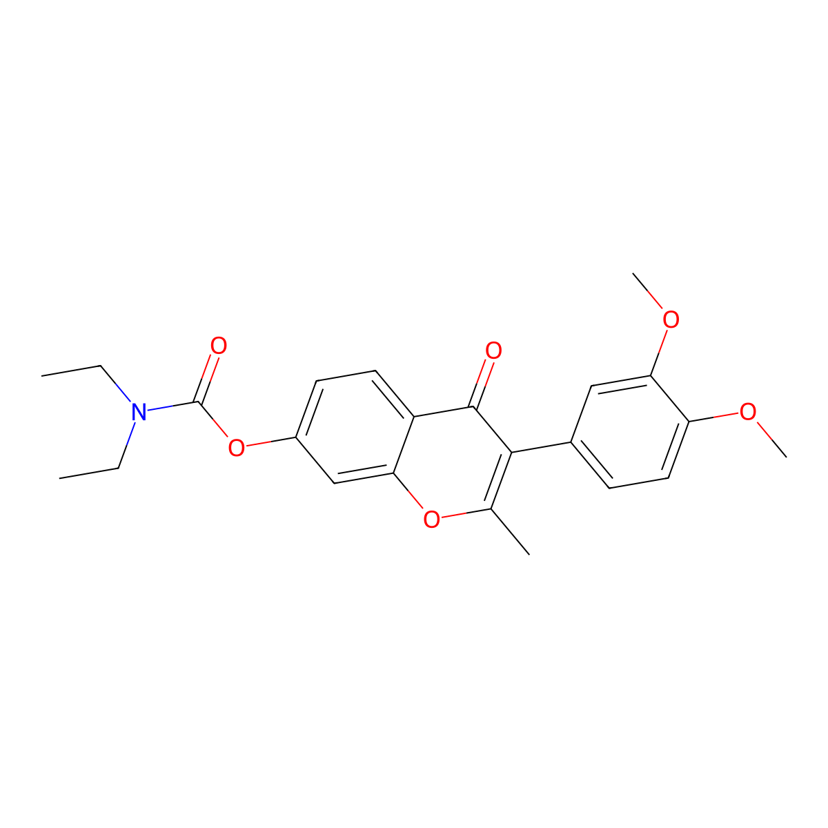 3-(3,4-dimethoxyphenyl)-2-methyl-4-oxo-4H-chromen-7-yl diethylcarbamate molecular structure, CAS 724740-97-0