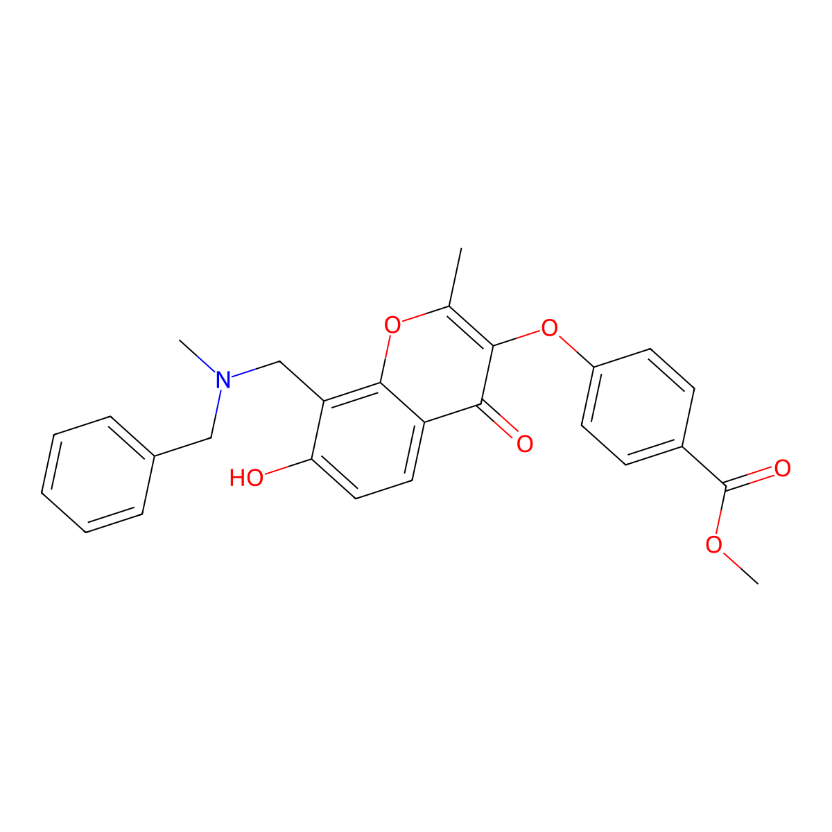 methyl 4-[(8-{[benzyl(methyl)amino]methyl}-7-hydroxy-2-methyl-4-oxo-4H-chromen-3-yl)oxy]benzoate molecular structure, CAS 724741-00-8