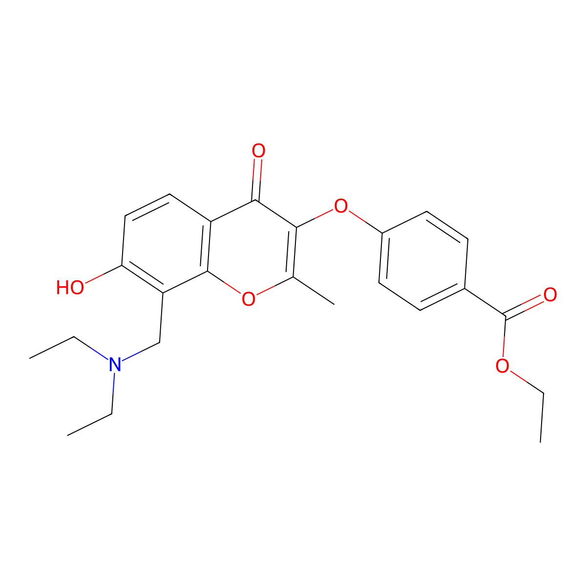 ethyl 4-((8-((diethylamino)methyl)-7-hydroxy-2-methyl-4-oxo-4H-chromen-3-yl)oxy)benzoate molecular structure, CAS 724741-07-5