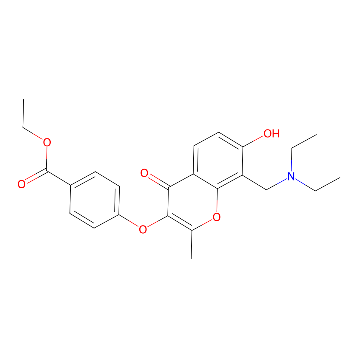 ethyl 4-((8-((diethylamino)methyl)-7-hydroxy-2-methyl-4-oxo-4H-chromen-3-yl)oxy)benzoate molecular structure, CAS 724741-07-5