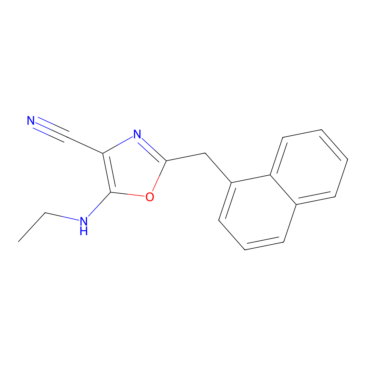 5-(Ethylamino)-2-(naphthalen-1-ylmethyl)-1,3-oxazole-4-carbonitrile molecular structure, CAS 724741-10-0