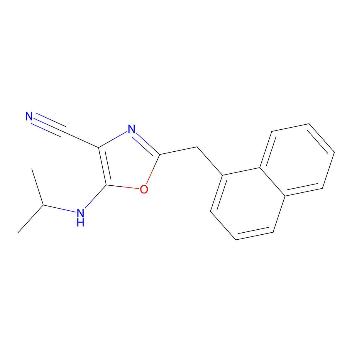 5-(Isopropylamino)-2-(1-naphthylmethyl)-1,3-oxazole-4-carbonitrile molecular structure, CAS 724741-11-1