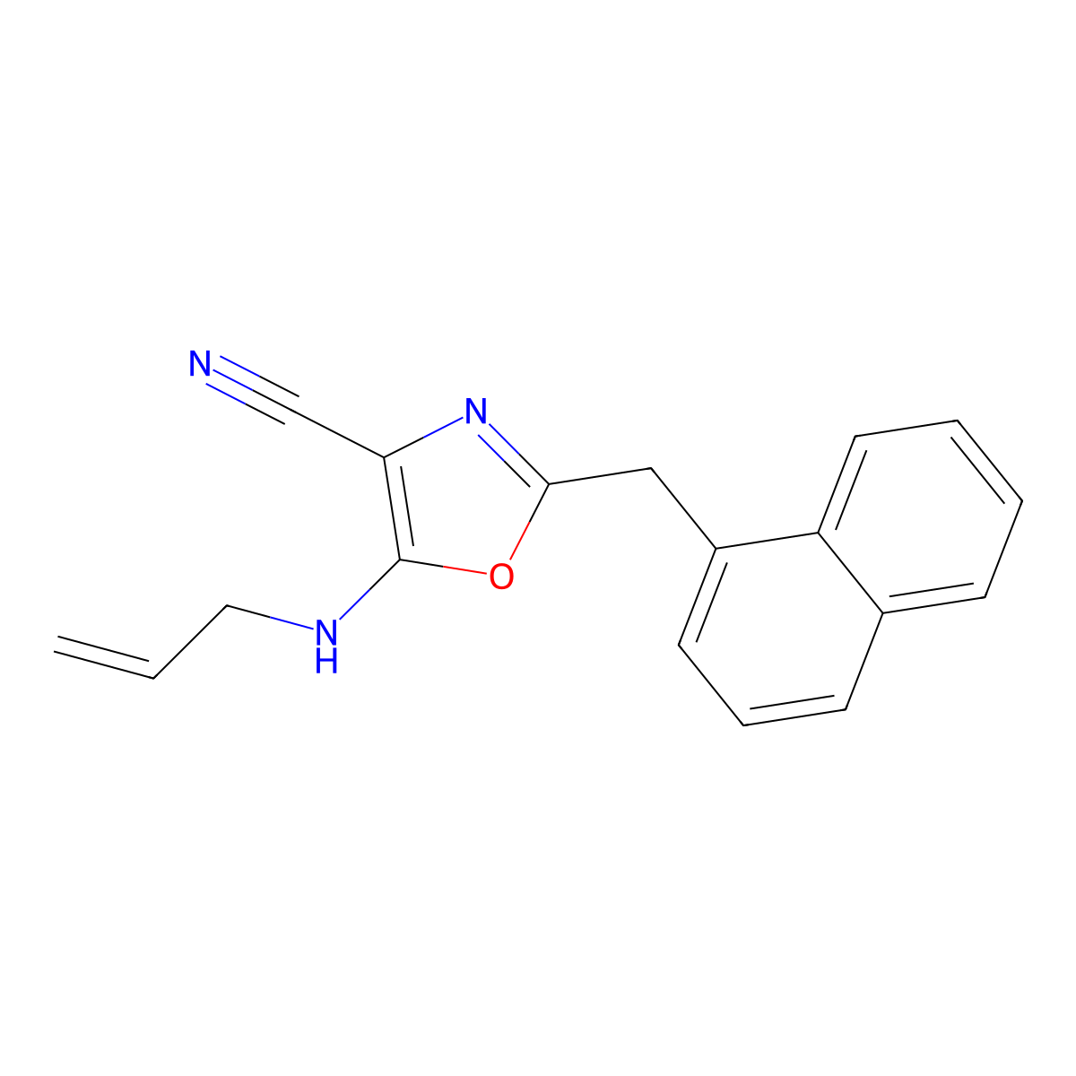 5-(Allylamino)-2-(1-naphthylmethyl)-1,3-oxazole-4-carbonitrile molecular structure, CAS 724741-12-2