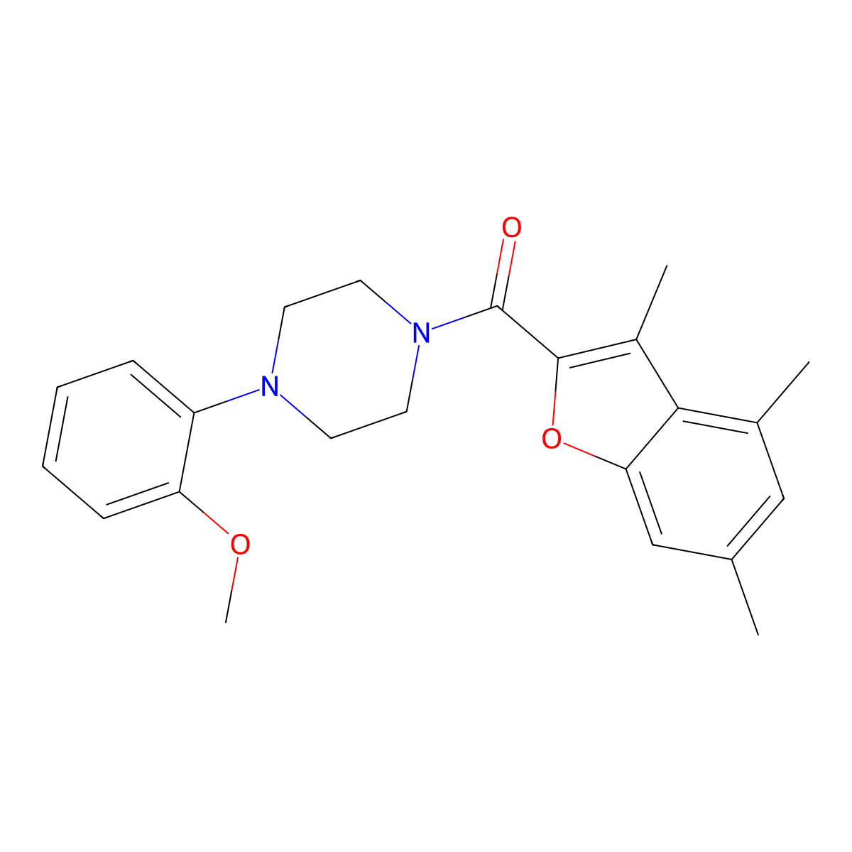 1-(2-Methoxyphenyl)-4-(3,4,6-trimethyl-1-benzofuran-2-carbonyl)piperazine molecular structure, CAS 724741-67-7