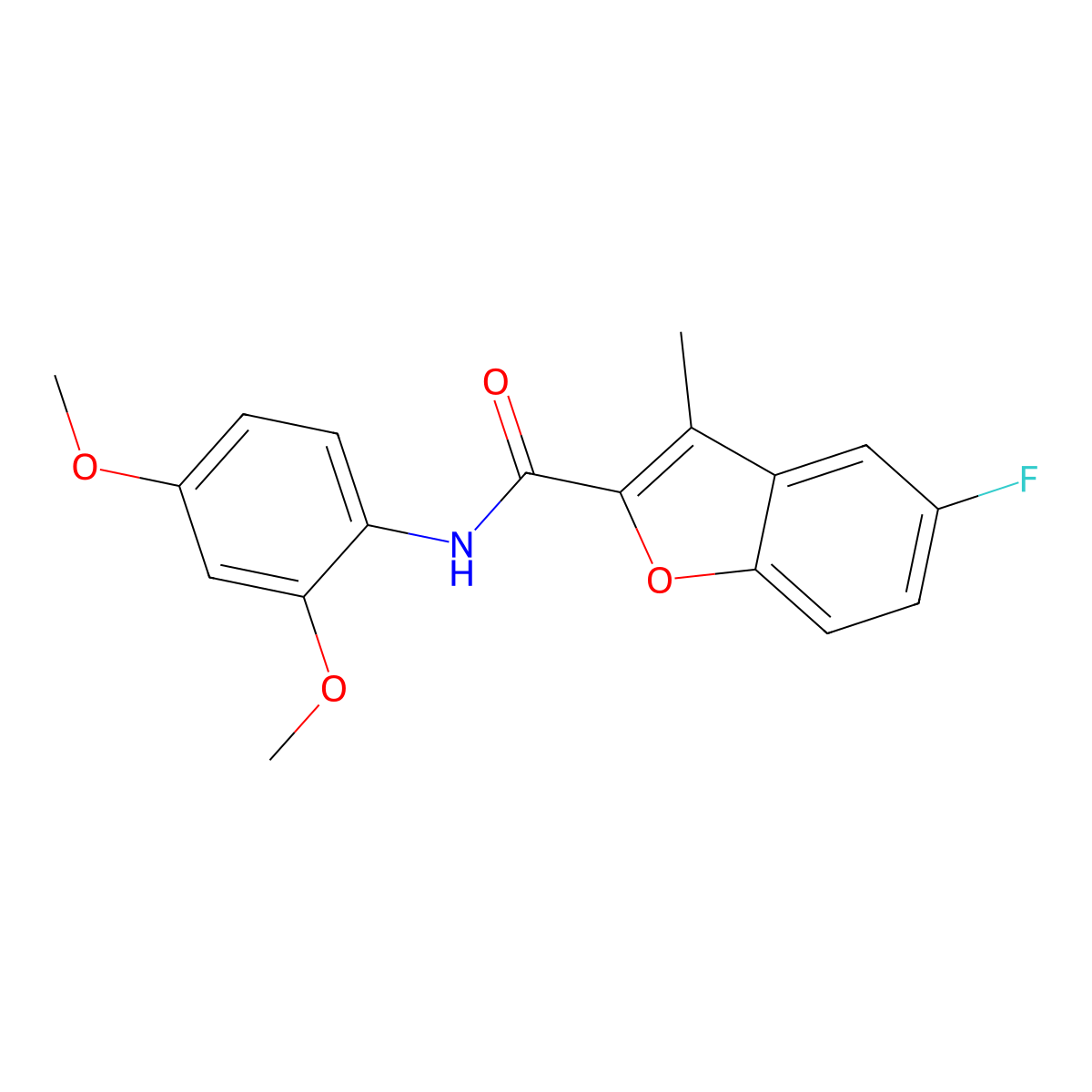 N-(2,4-dimethoxyphenyl)-5-fluoro-3-methyl-1-benzofuran-2-carboxamide molecular structure, CAS 724741-78-0
