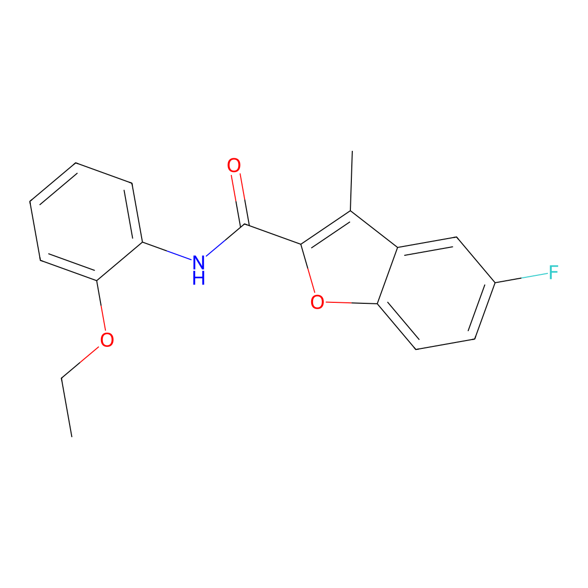 N-(2-ethoxyphenyl)-5-fluoro-3-methyl-1-benzofuran-2-carboxamide molecular structure, CAS 724741-80-4