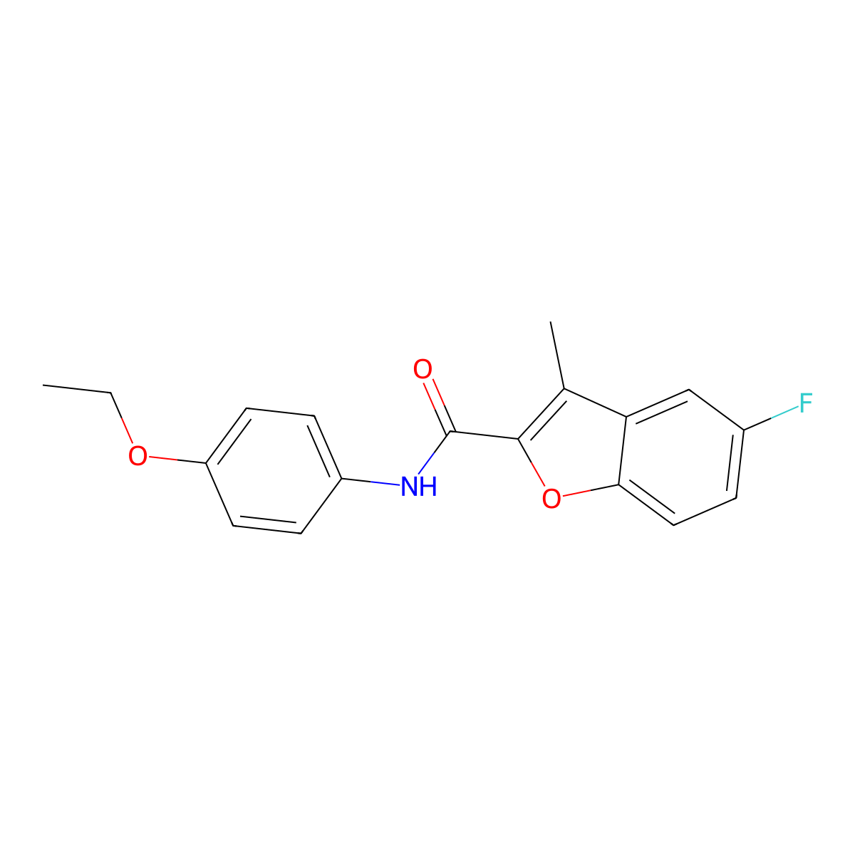 N-(4-ethoxyphenyl)-5-fluoro-3-methyl-1-benzofuran-2-carboxamide molecular structure, CAS 724741-93-9