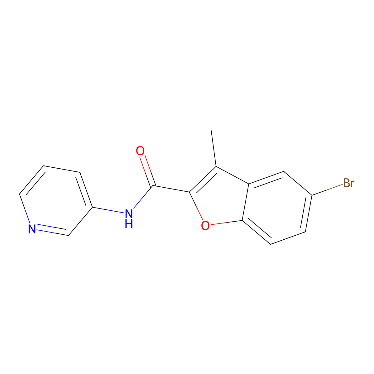5-bromo-3-methyl-N-(3-pyridinyl)-1-benzofuran-2-carboxamide molecular structure, CAS 724742-02-3