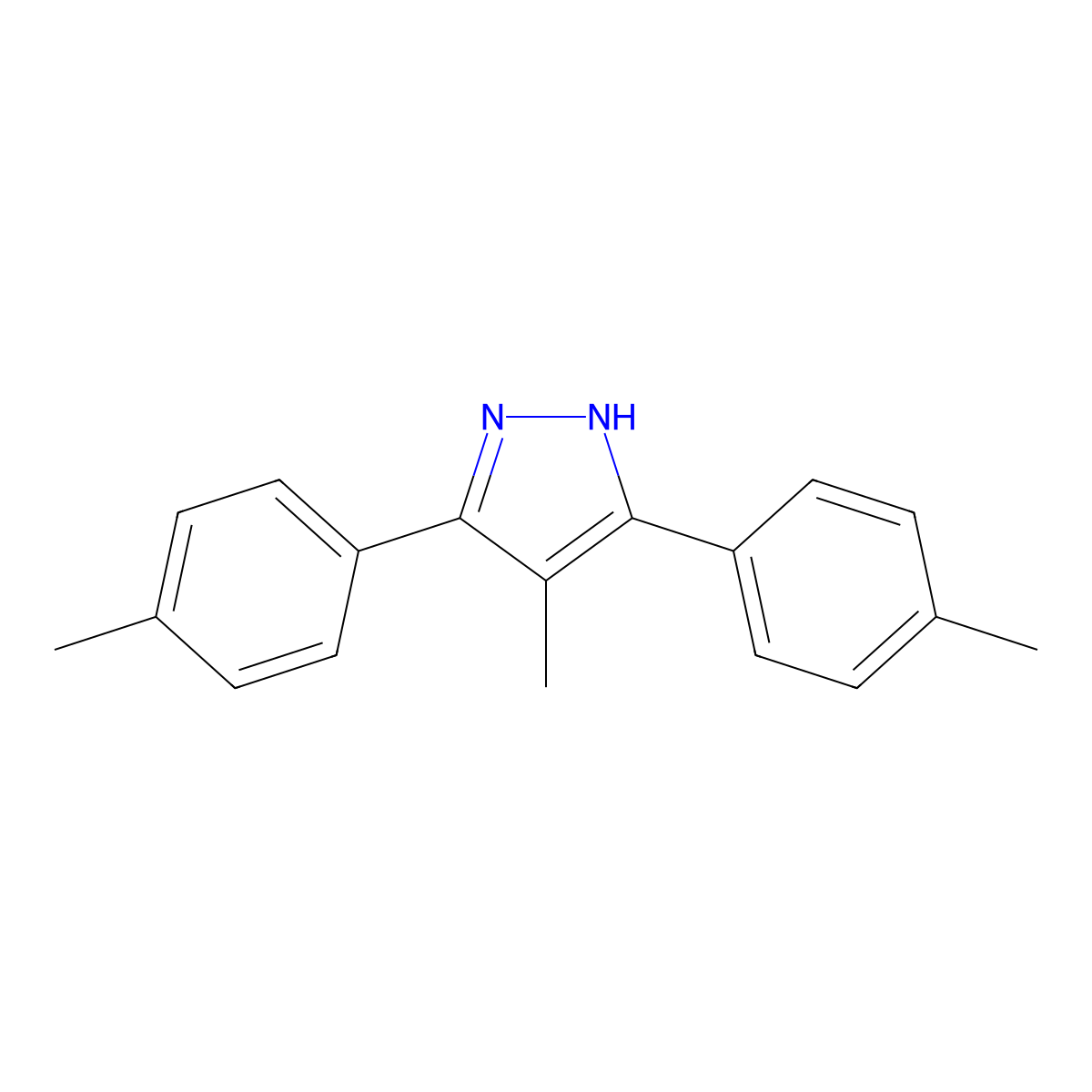4-methyl-3,5-bis(4-methylphenyl)-1H-pyrazole molecular structure, CAS 724742-87-4