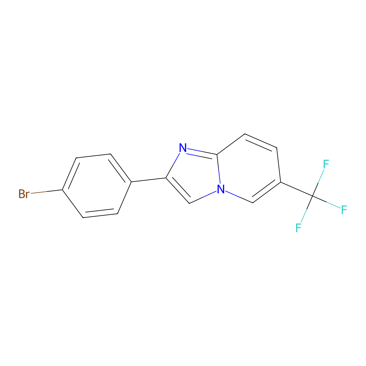 2-(4-Bromophenyl)-6-(trifluoromethyl)imidazo[1,2-a]pyridine molecular structure, CAS 724742-88-5