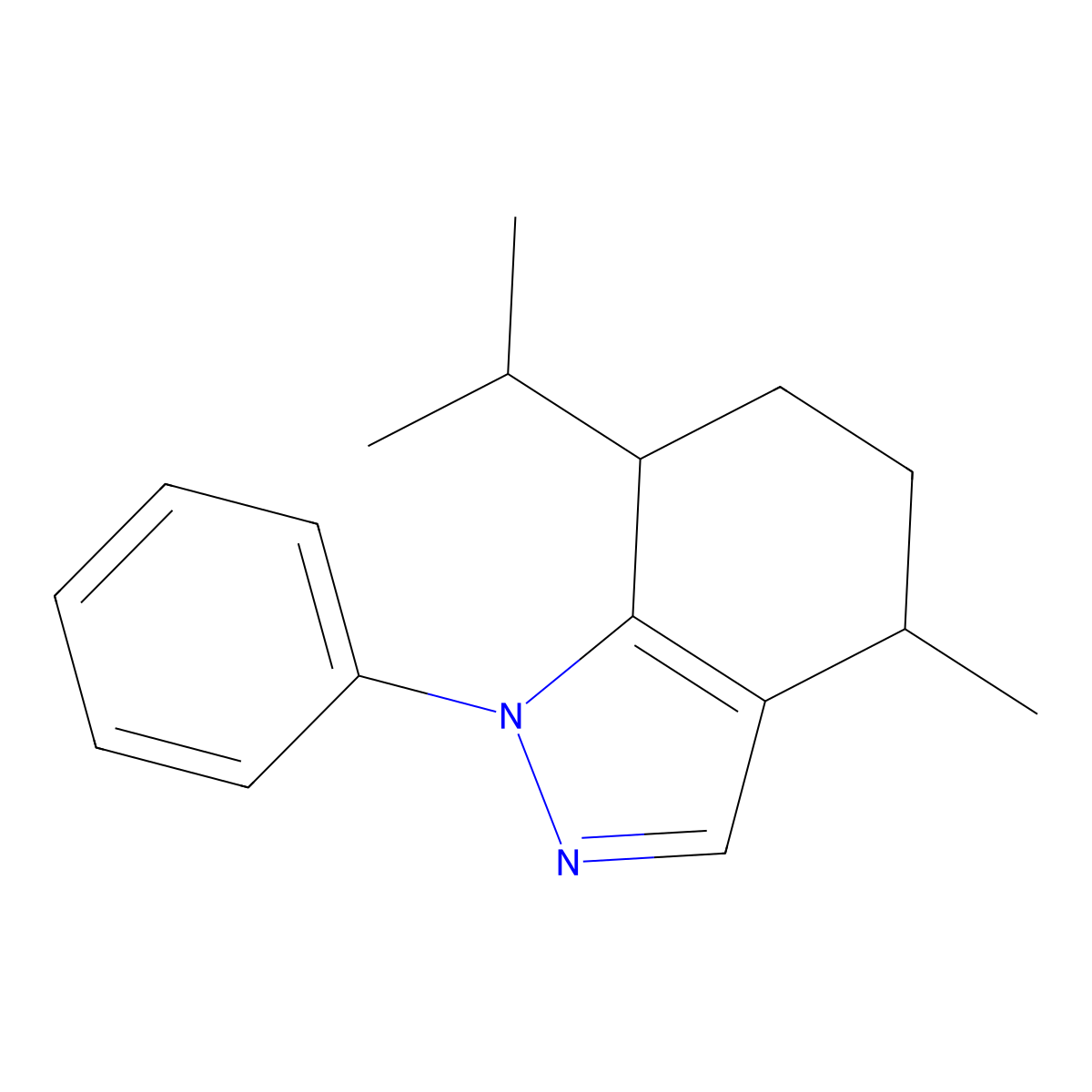 7-isopropyl-4-methyl-1-phenyl-4,5,6,7-tetrahydro-1H-indazole molecular structure, CAS 724743-03-7
