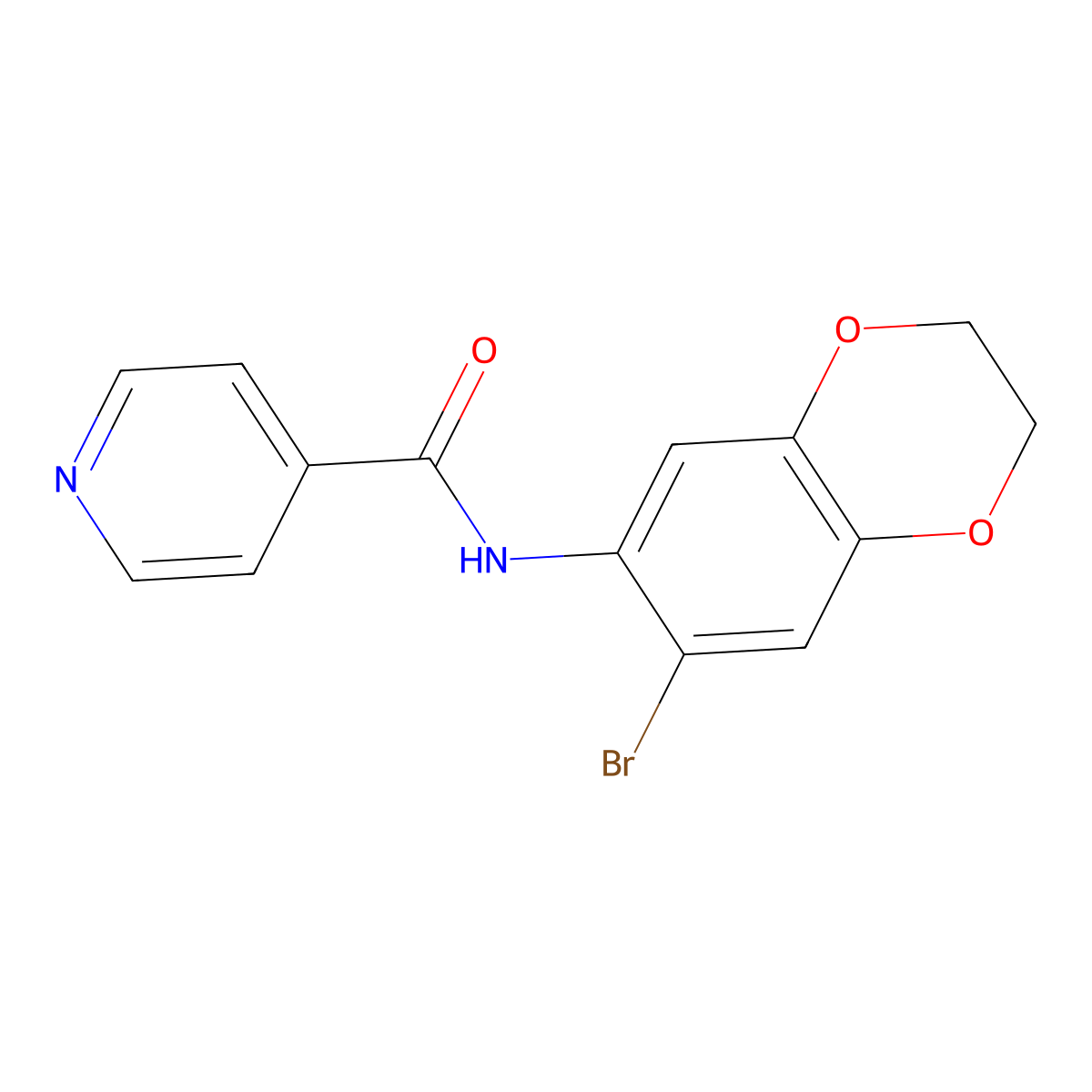 N-(6-bromo-2,3-dihydro-1,4-benzodioxin-7-yl)pyridine-4-carboxamide molecular structure, CAS 724743-37-7