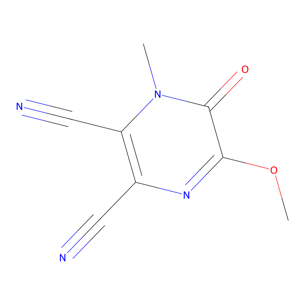 5-Methoxy-1-methyl-6-oxo-1,6-dihydropyrazine-2,3-dicarbonitrile molecular structure, CAS 724744-00-7