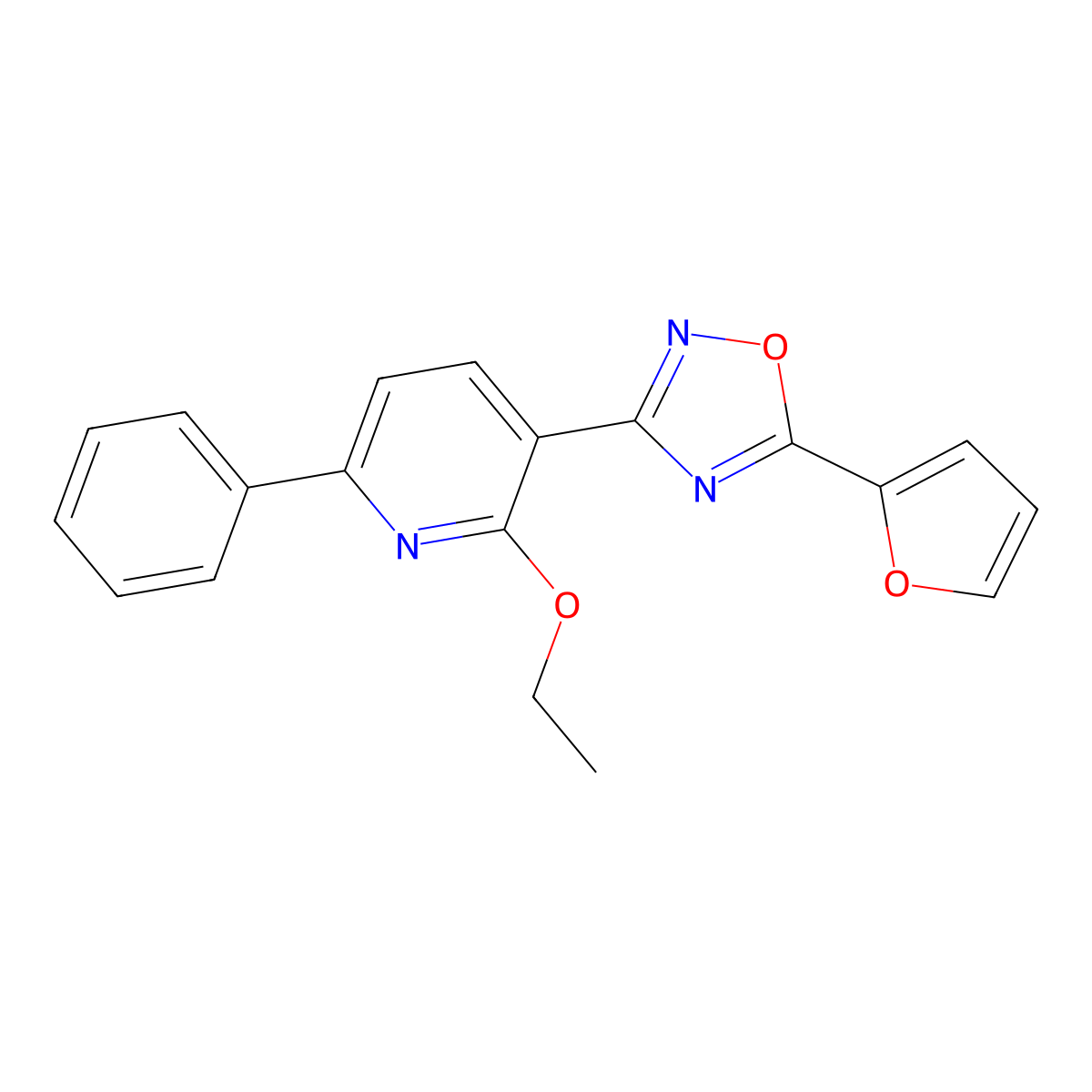 3-(2-Ethoxy-6-phenylpyridin-3-yl)-5-(furan-2-yl)-1,2,4-oxadiazole molecular structure, CAS 724744-56-3