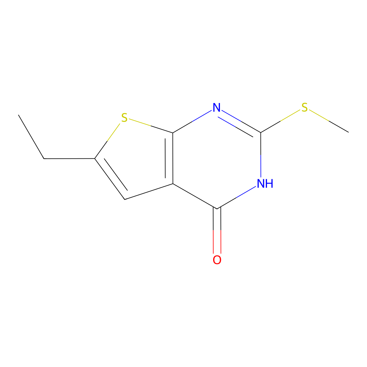 6-Ethyl-2-(methylthio)thieno[2,3-d]pyrimidin-4(1H)-one molecular structure, CAS 724745-33-9