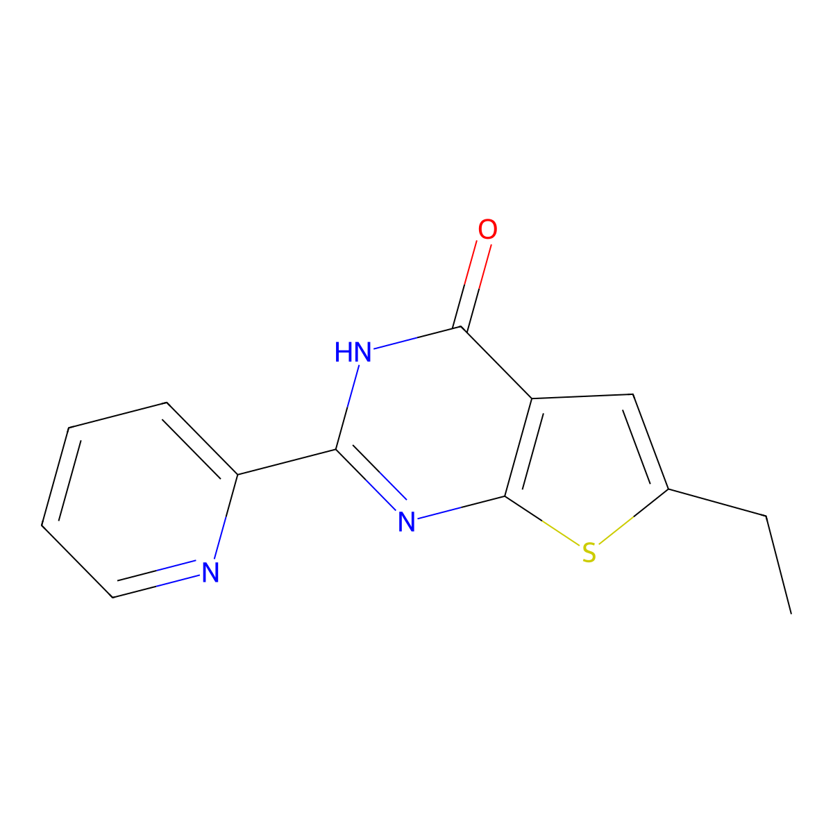 6-ethyl-2-pyridin-2-yl-3H-thieno[2,3-d]pyrimidin-4-one molecular structure, CAS 724745-45-3