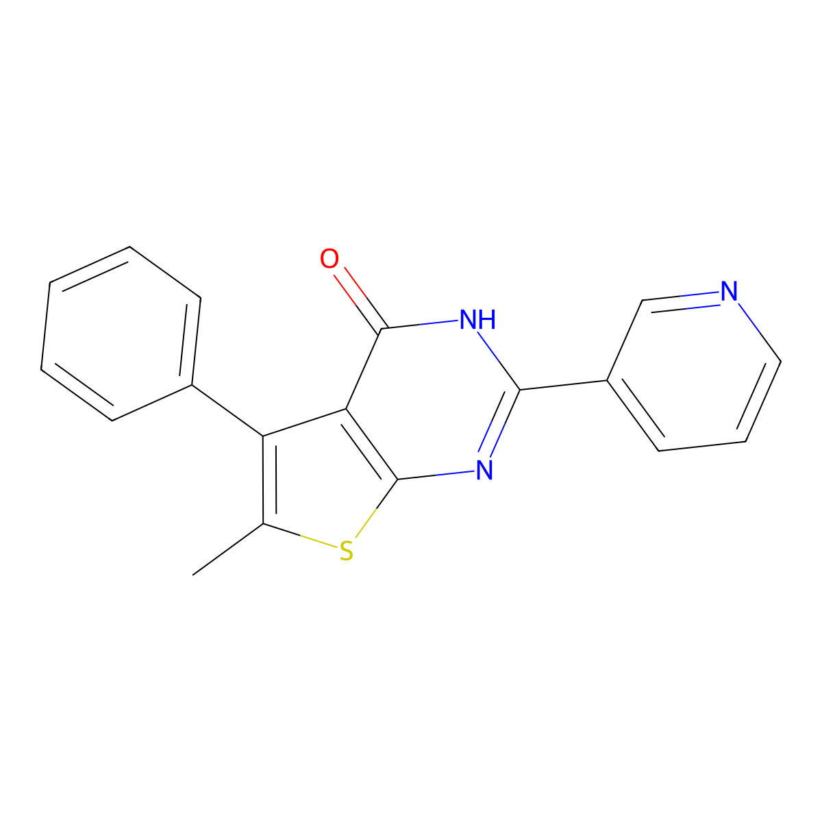 6-methyl-5-phenyl-2-(pyridin-3-yl)-3H,4H-thieno[2,3-d]pyrimidin-4-one molecular structure, CAS 724746-10-5
