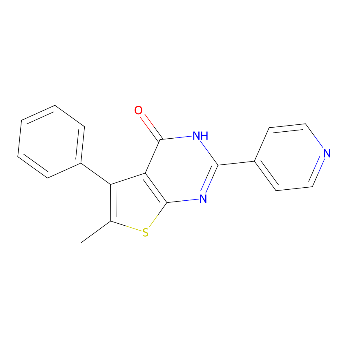 6-methyl-5-phenyl-2-pyridin-4-yl-3H-thieno[2,3-d]pyrimidin-4-one molecular structure, CAS 724746-13-8