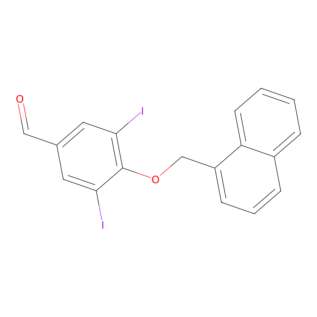 3,5-Diiodo-4-(naphthalen-1-ylmethoxy)benzaldehyde molecular structure, CAS 724746-31-0