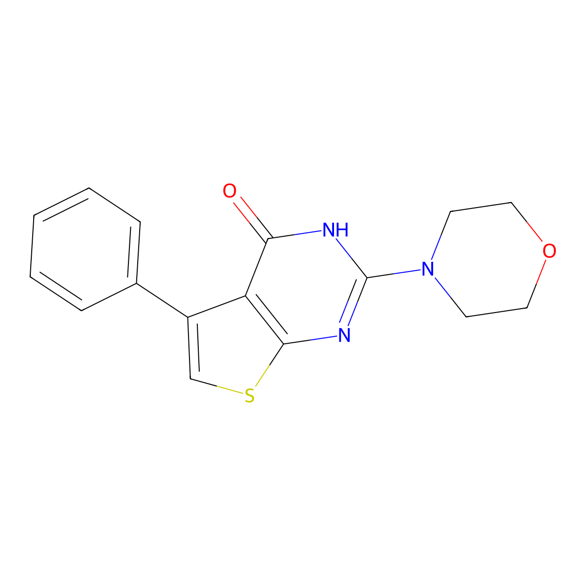 2-(morpholin-4-yl)-5-phenyl-3H,4H-thieno[2,3-d]pyrimidin-4-one molecular structure, CAS 724746-46-7