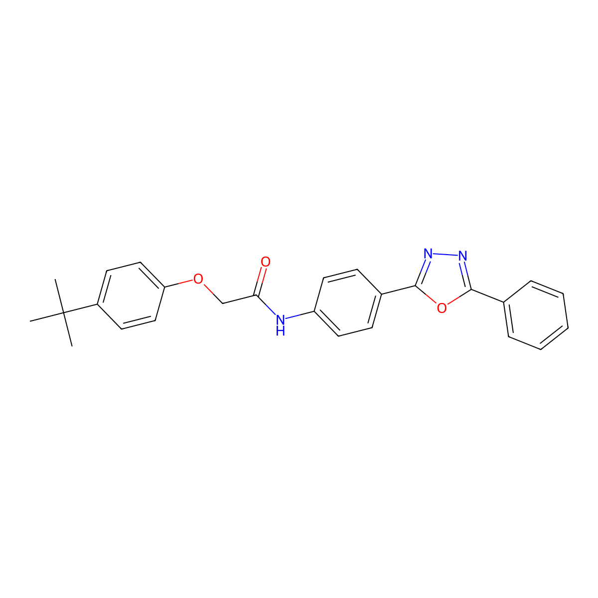 2-(4-tert-butylphenoxy)-N-[4-(5-phenyl-1,3,4-oxadiazol-2-yl)phenyl]acetamide molecular structure, CAS 724747-45-9