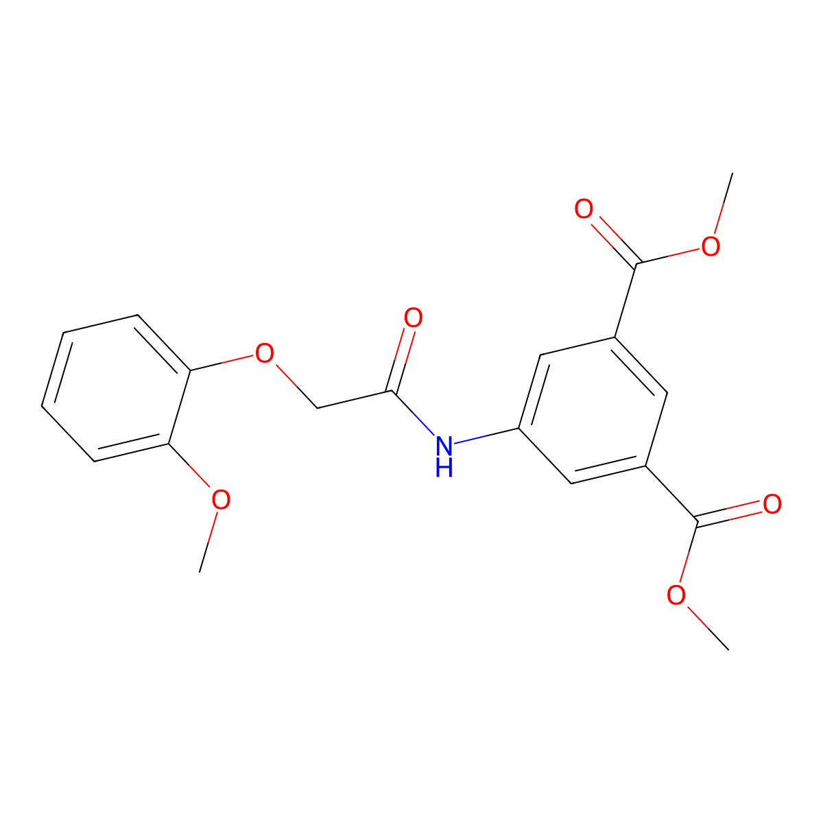 Dimethyl 5-{[(2-methoxyphenoxy)acetyl]amino}benzene-1,3-dicarboxylate molecular structure, CAS 724747-46-0