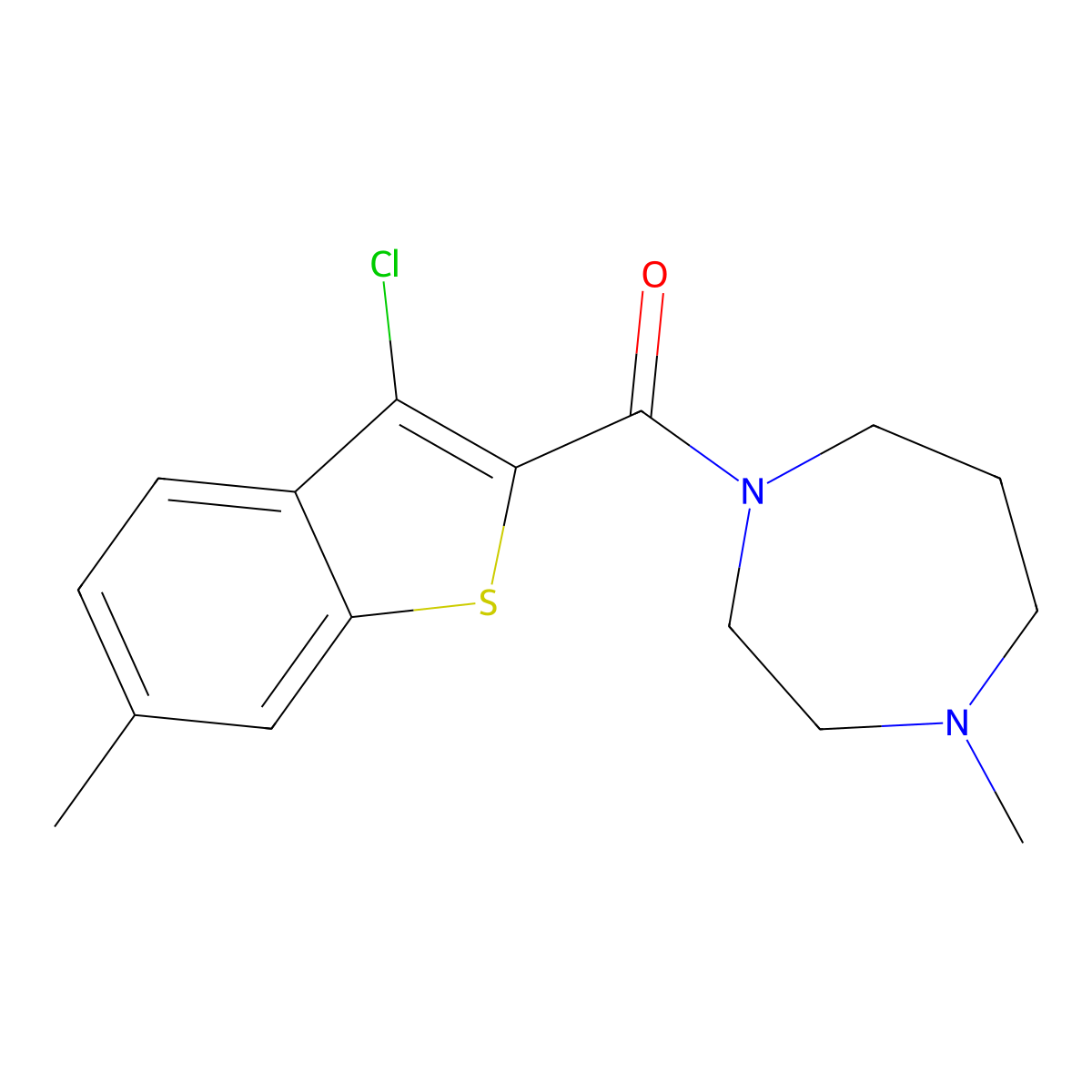 (3-Chloro-6-methyl-1-benzothiophen-2-yl)(4-methyl-1,4-diazepan-1-yl)methanone molecular structure, CAS 724748-92-9