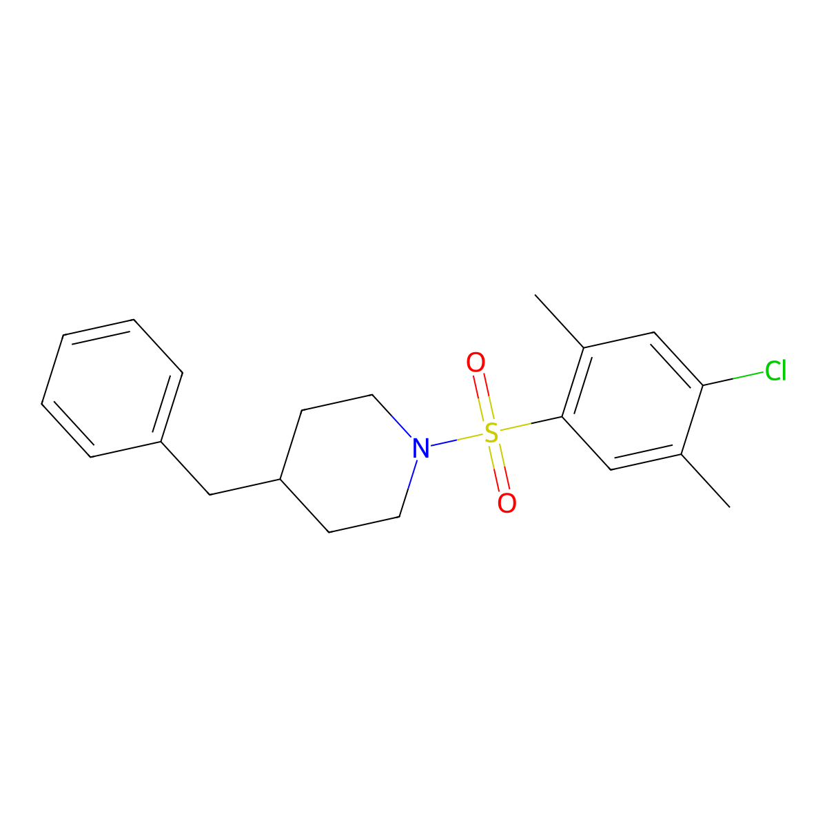 4-Benzyl-1-(4-chloro-2,5-dimethylbenzenesulfonyl)piperidine molecular structure, CAS 724748-93-0