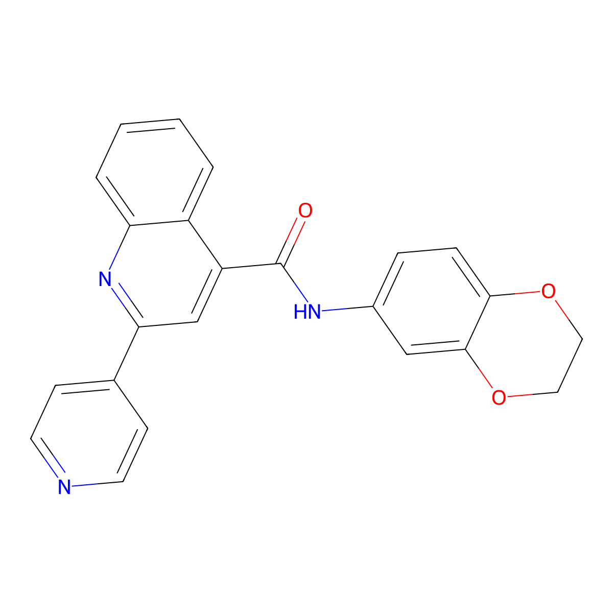 N-(2,3-dihydro-1,4-benzodioxin-6-yl)-2-(pyridin-4-yl)quinoline-4-carboxamide molecular structure, CAS 724748-96-3