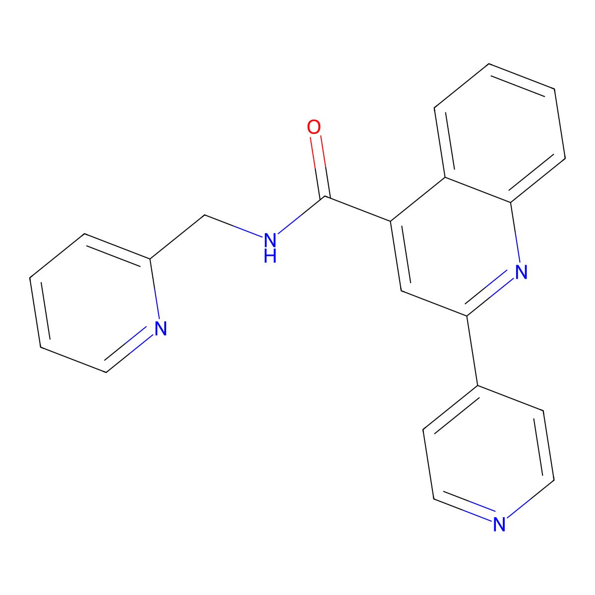 2-pyridin-4-yl-N-(pyridin-2-ylmethyl)quinoline-4-carboxamide molecular structure, CAS 724748-97-4