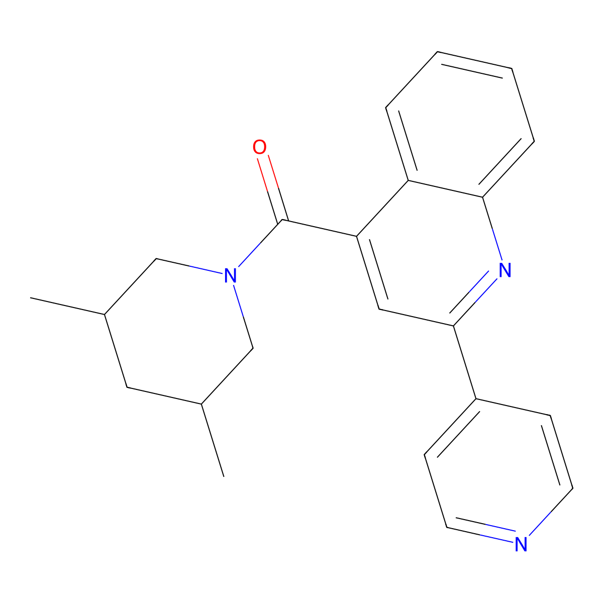 4-(3,5-Dimethylpiperidine-1-carbonyl)-2-(pyridin-4-yl)quinoline molecular structure, CAS 724749-17-1