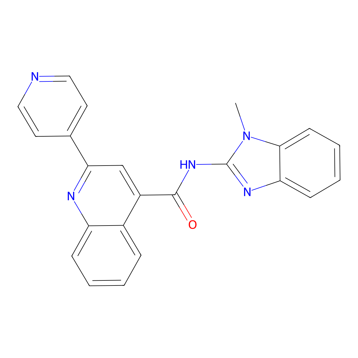 N-(1-methyl-1H-benzimidazol-2-yl)-2-(pyridin-4-yl)quinoline-4-carboxamide molecular structure, CAS 724749-22-8