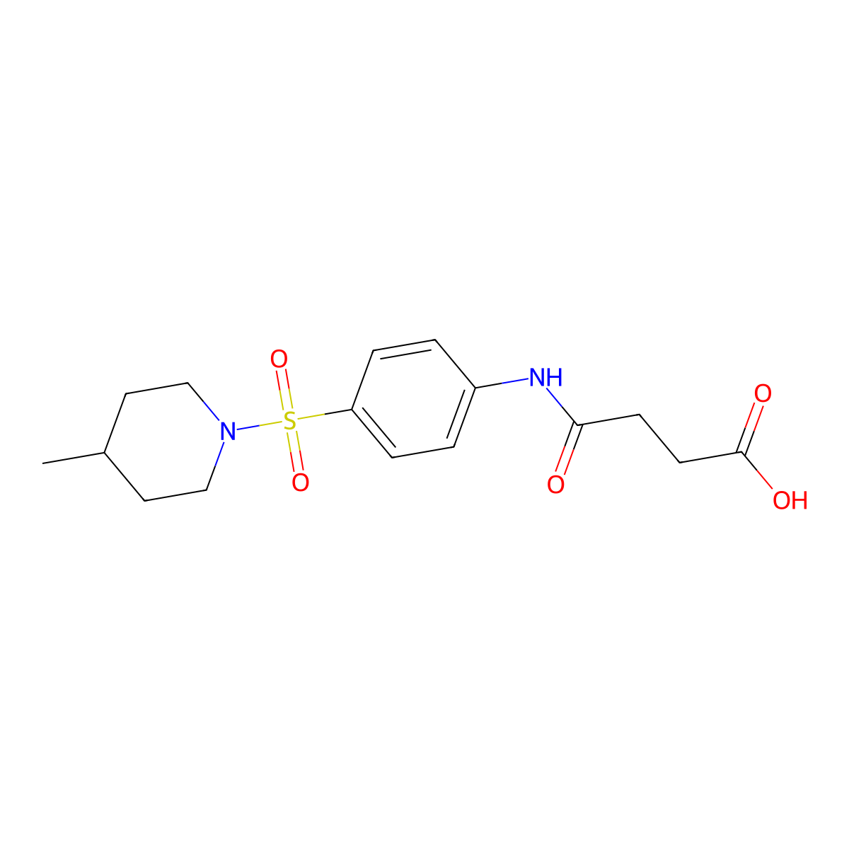 4-({4-[(4-Methylpiperidin-1-yl)sulfonyl]phenyl}amino)-4-oxobutanoic acid molecular structure, CAS 724749-34-2