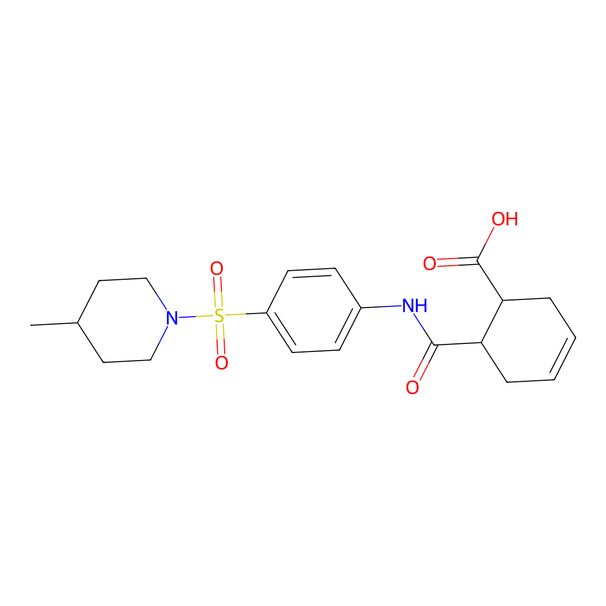 6-({4-[(4-Methylpiperidin-1-yl)sulfonyl]phenyl}carbamoyl)cyclohex-3-ene-1-carboxylic acid molecular structure, CAS 724749-62-6