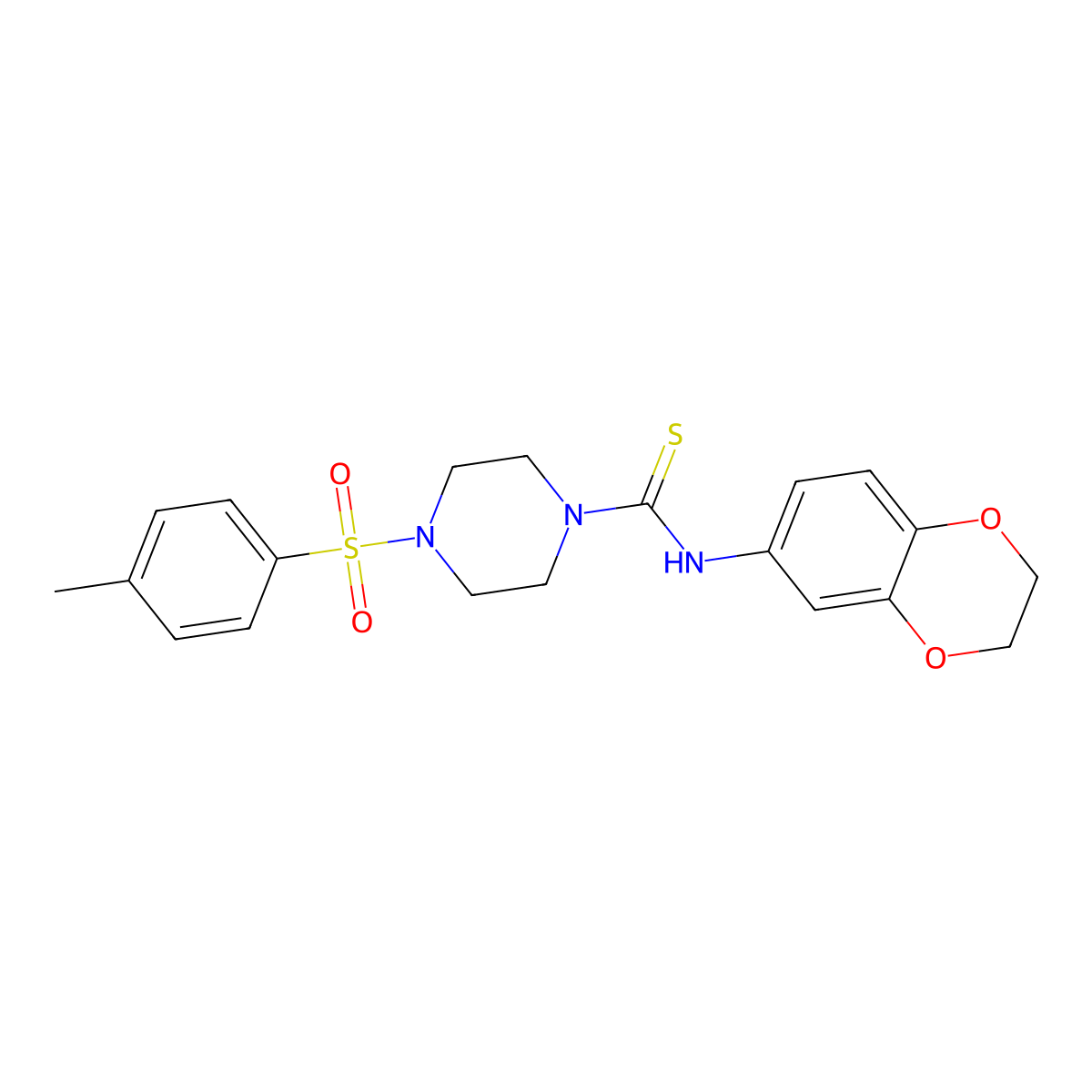 N-(2,3-dihydro-1,4-benzodioxin-6-yl)-4-[(4-methylphenyl)sulfonyl]piperazine-1-carbothioamide molecular structure, CAS 724749-69-3