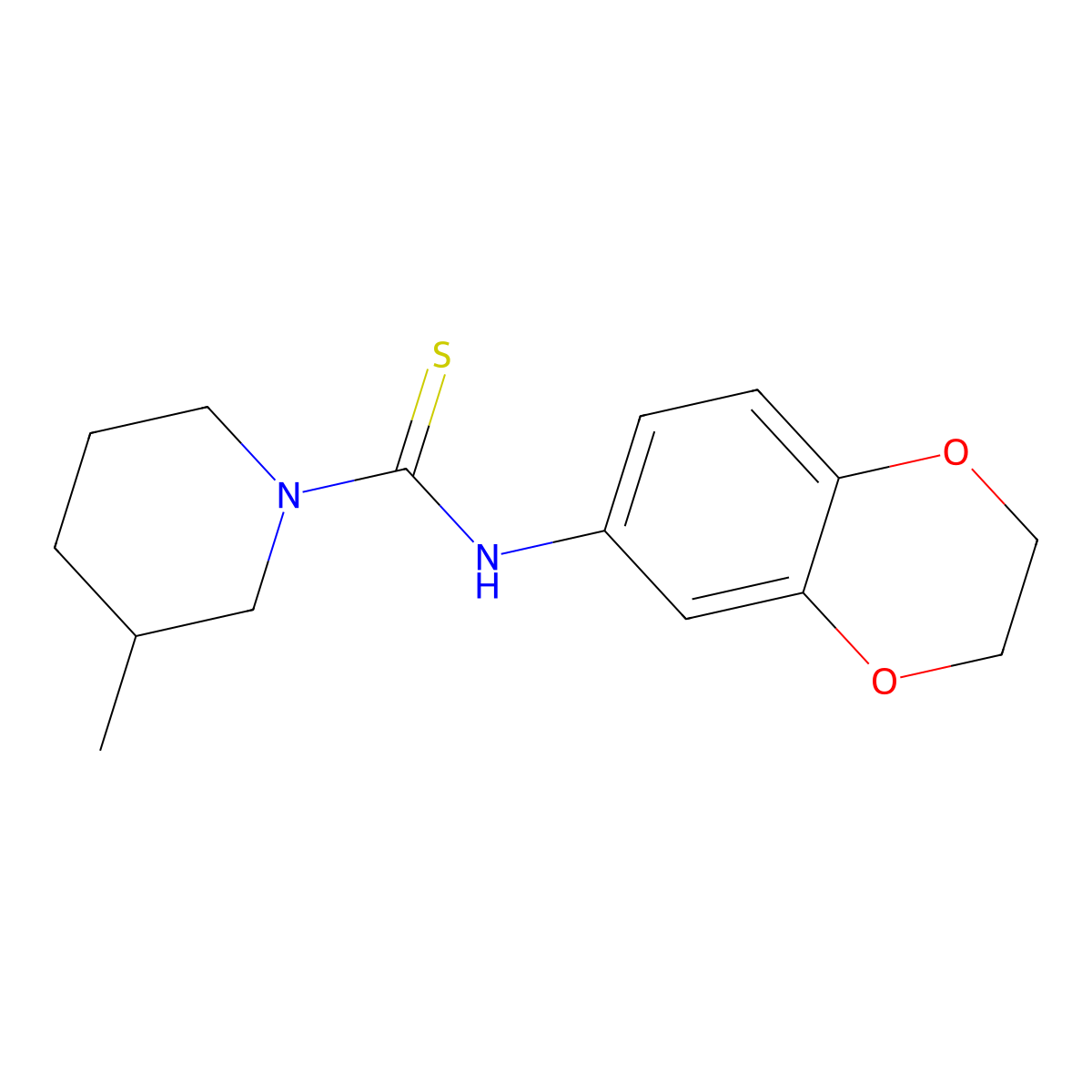 N-(2,3-dihydro-1,4-benzodioxin-6-yl)-3-methylpiperidine-1-carbothioamide molecular structure, CAS 724749-89-7