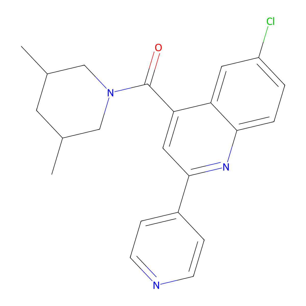 [6-Chloro-2-(pyridin-4-yl)quinolin-4-yl](3,5-dimethylpiperidin-1-yl)methanone molecular structure, CAS 724750-03-2