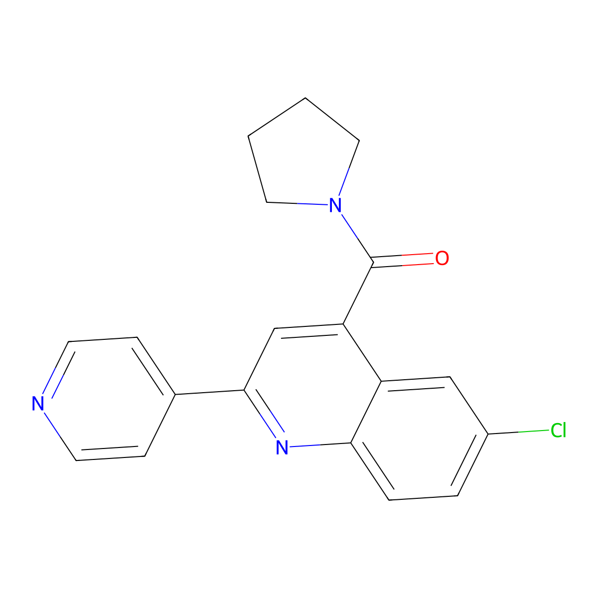 (6-Chloro-2-pyridin-4-ylquinolin-4-yl)-pyrrolidin-1-ylmethanone molecular structure, CAS 724750-13-4